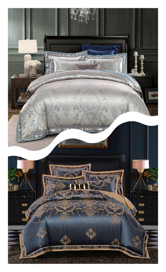 European-style luxury tencel cotton satin jacquard quilt cover four-piece set six-piece set